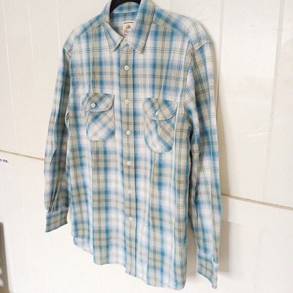 Surf Pendleton Mens M Flannel Long Sleeve Button Shirt 100% Cotton Blue Green - Picture 3 of 8